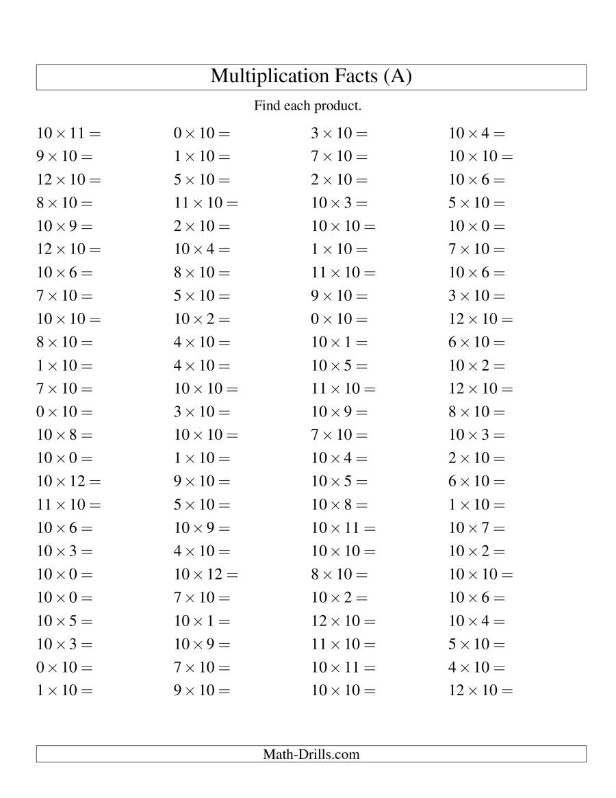  Printable Multiplication Worksheets 0 10 Printable Multiplication Flash Cards