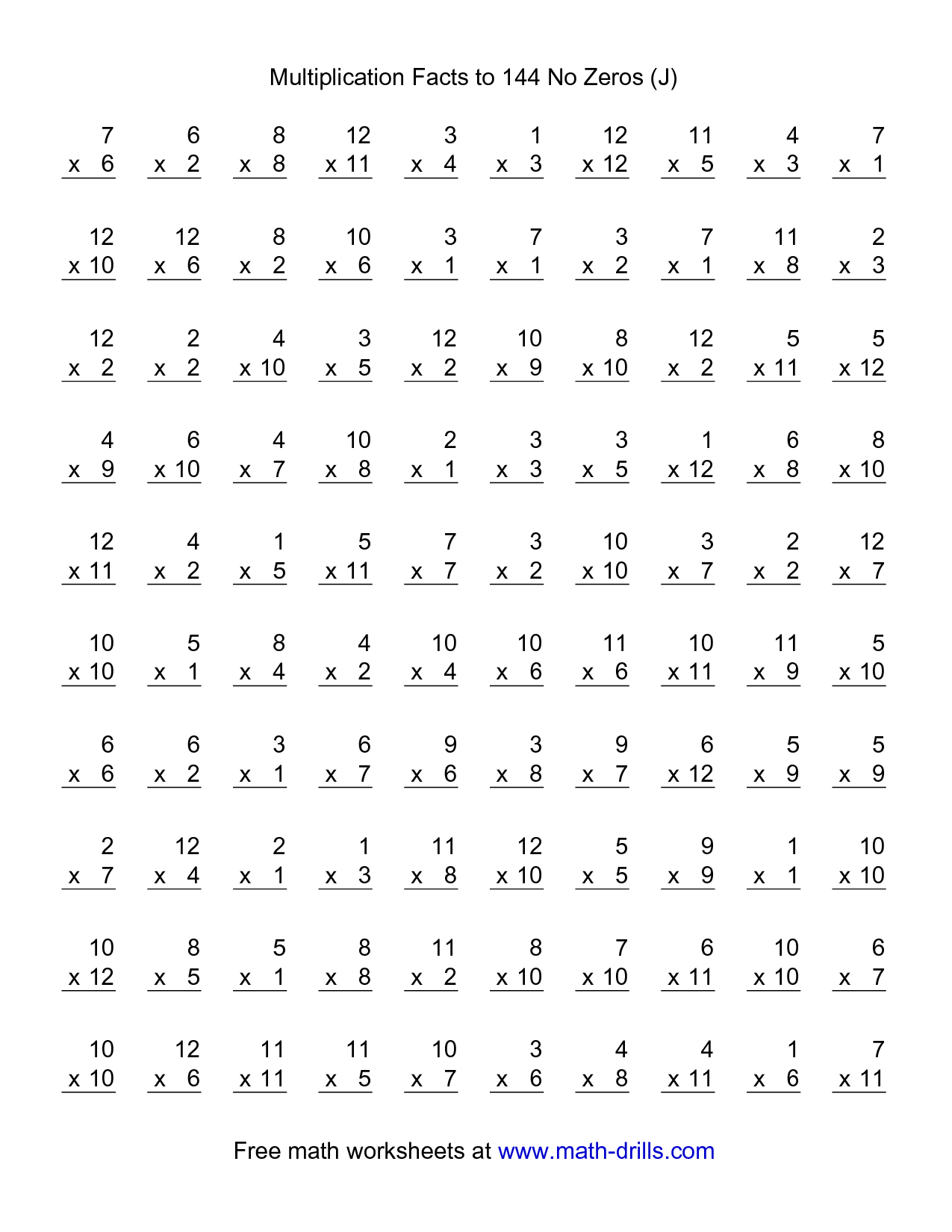 100 Multiplication Worksheet | Math Multiplication inside Multiplication Worksheets 9Th Grade