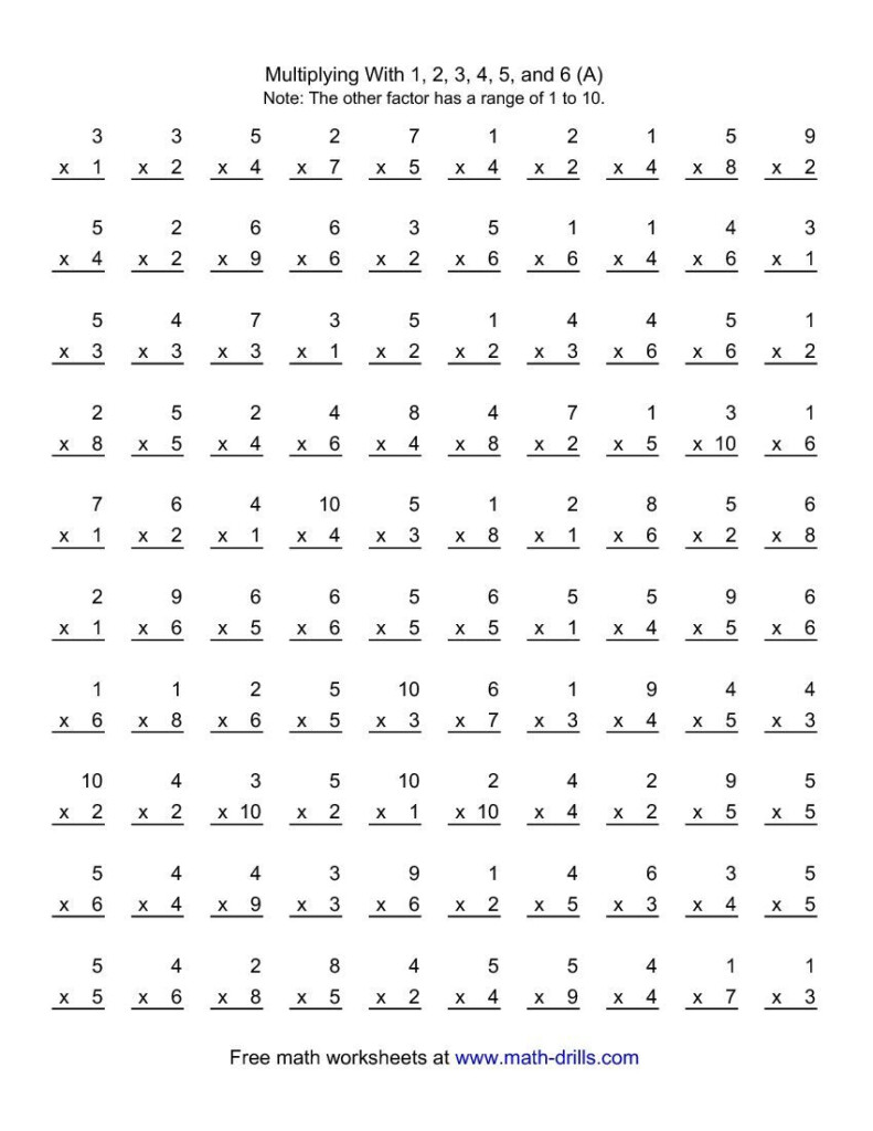100 Vertical Questions Multiplication Facts 1 61 Within Printable Multiplication By 6 100 Vertical Questions Multiplication Facts 1 61 Within Printable Multiplication By 6