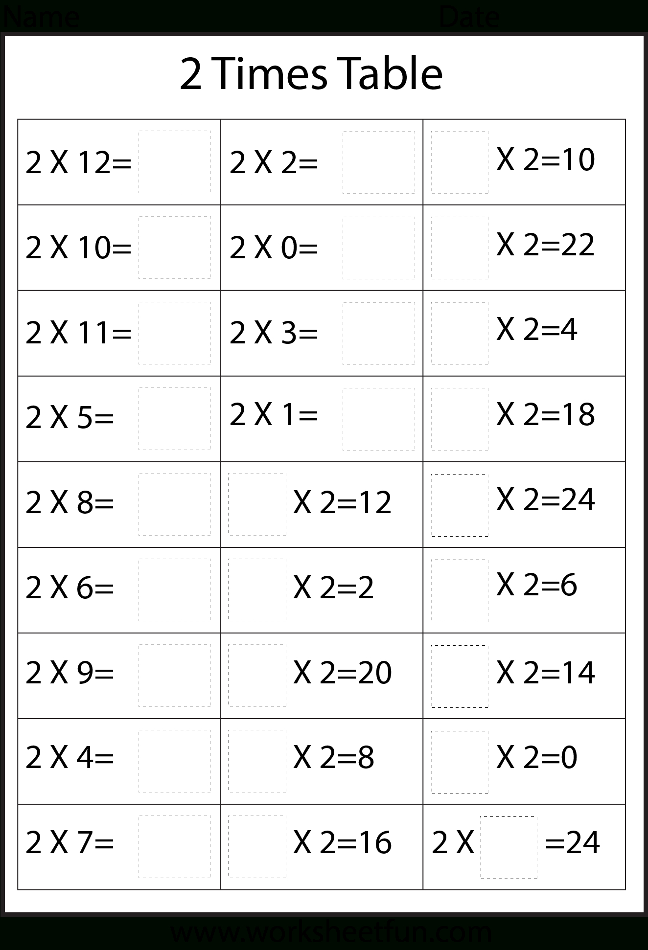 2 -12 Times Table Worksheets | Times Tables Worksheets, 2 within Printable Multiplication Practice Chart