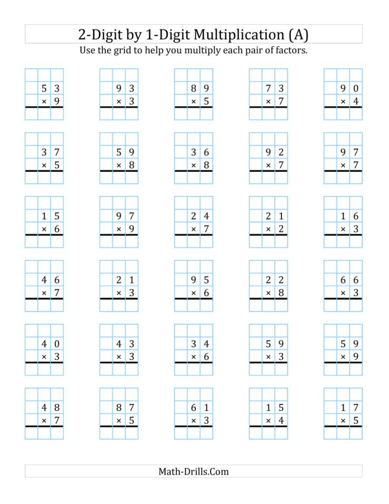 2 Digit1 Digit Multiplication Worksheets On Graph Paper In Printable Multiplication Test 2 Digit1 Digit Multiplication Worksheets On Graph Paper In Printable Multiplication Test