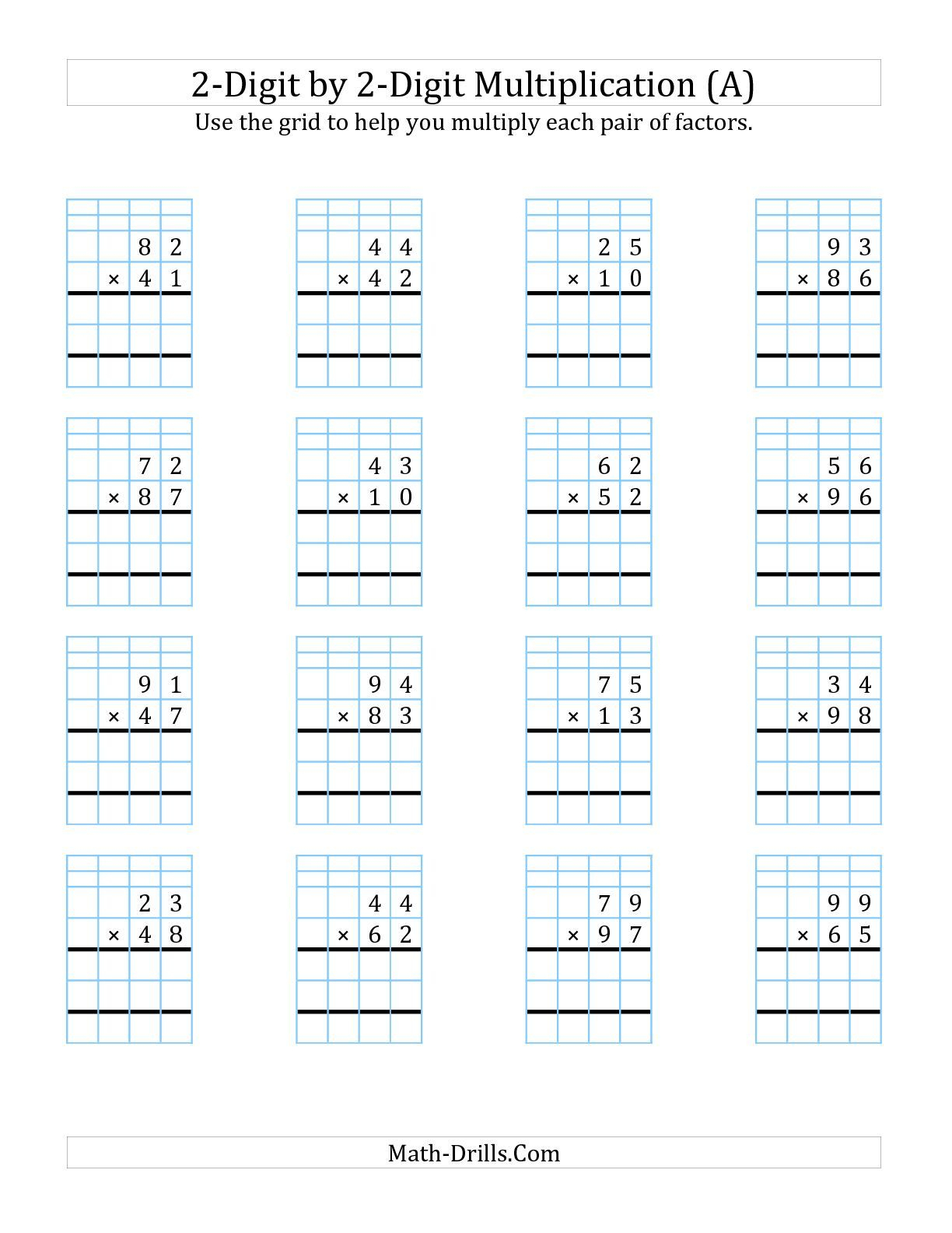 2 Digit1 Digit Multiplication Worksheets On Graph Paper inside Multiplication Worksheets Regrouping