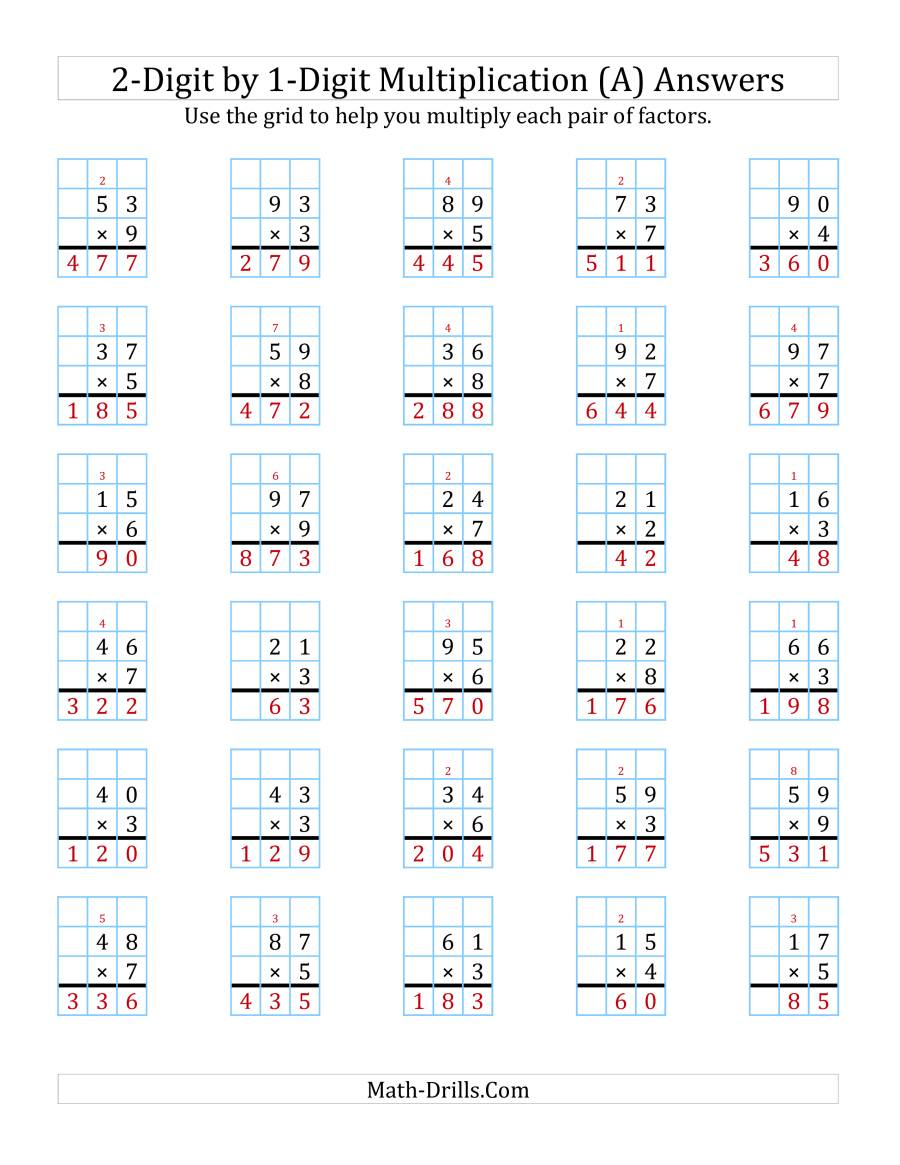 2 Digit1 Digit Multiplication Worksheets On Graph Paper within Multiplication Worksheets Number 2