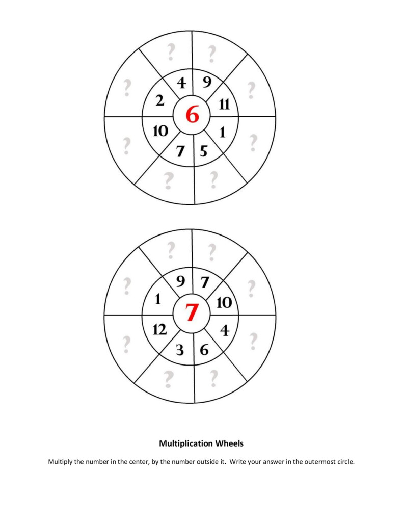 2: Multiplication Wheels   Printable Math Worksheets Pages 1 In Printable Multiplication Wheels