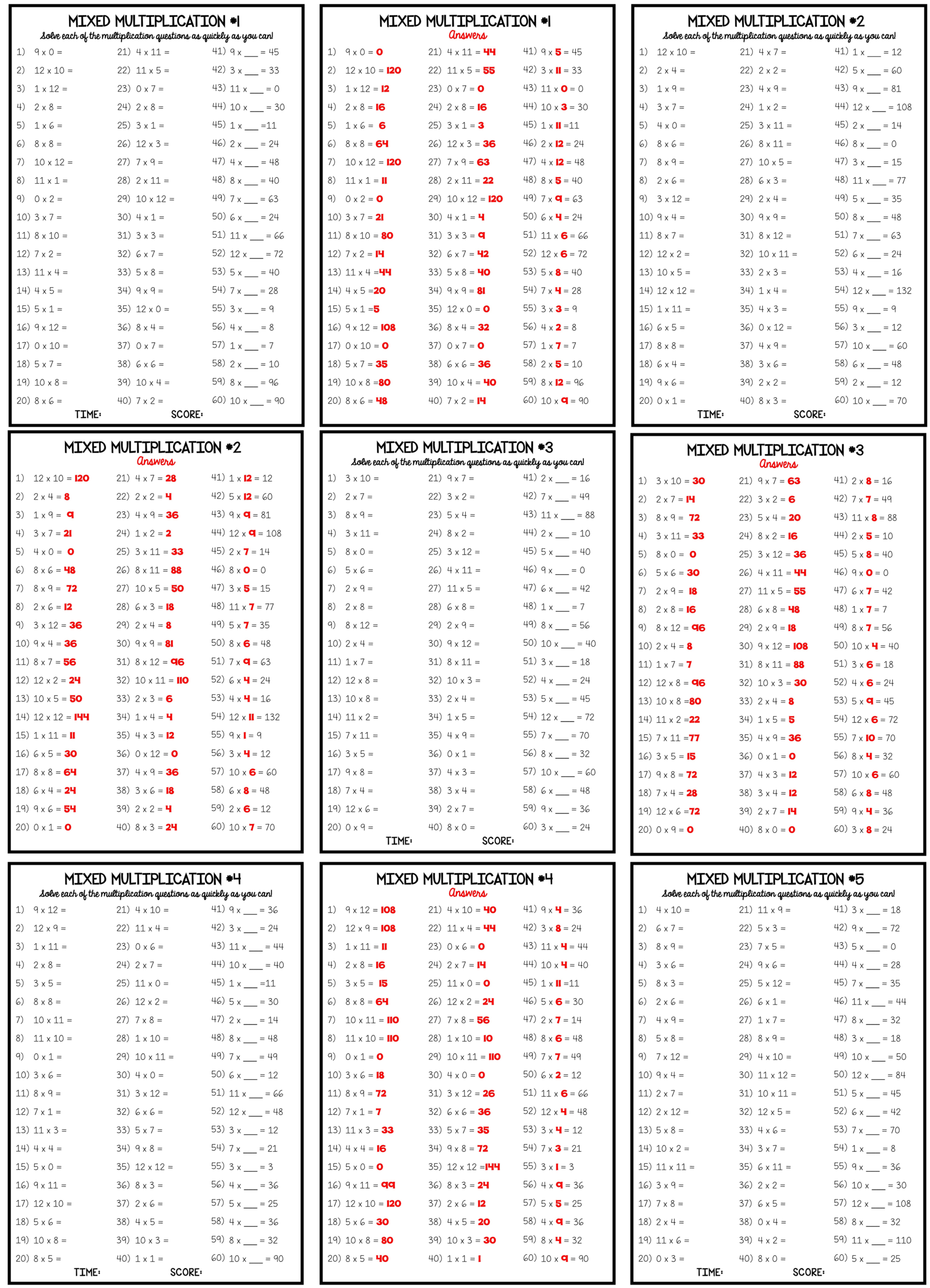 Printable Multiplication Table 20 Printable Multiplication Flash Cards