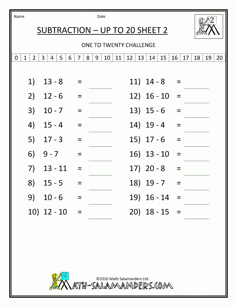 2Nd Grade Math Worksheets Mental Subtraction To 20 2 | 2Nd pertaining to Printable Multiplication Worksheets Grade 2