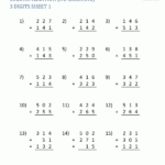 3 Digit Addition Worksheets Pertaining To Multiplication Worksheets No Carrying