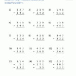 3 Digit Addition Worksheets pertaining to Multiplication Worksheets No Carrying