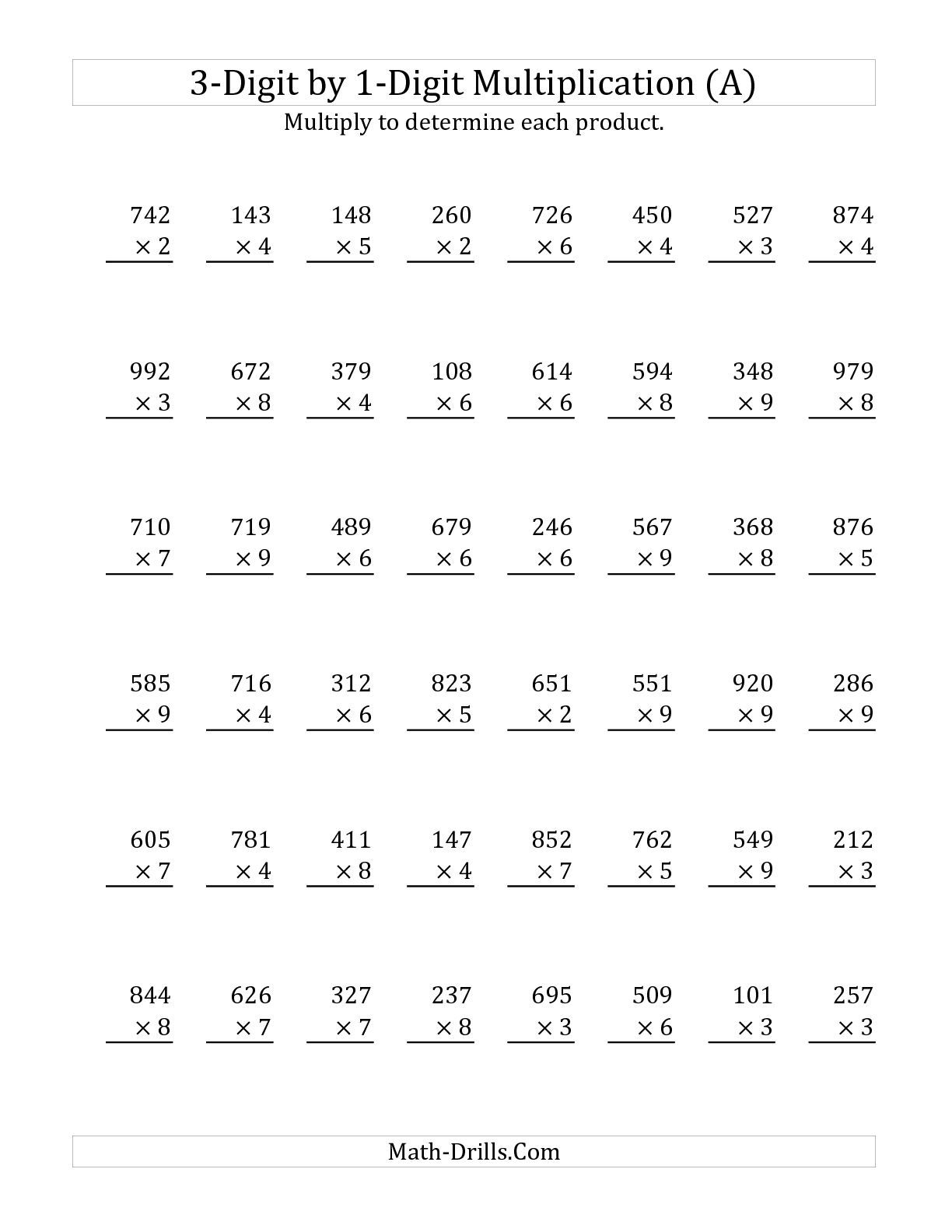 Printable Multiplication Worksheet