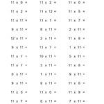 36 Horizontal Multiplication Facts Questions -- 110-12 (A) for Printable Multiplication Quizzes 0-12