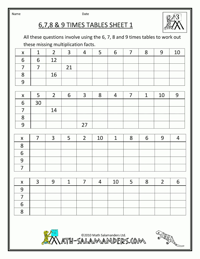 3Rd Grade Math Worksheets | Free 3Rd Grade Math Worksheets with Multiplication Worksheets 8 Tables