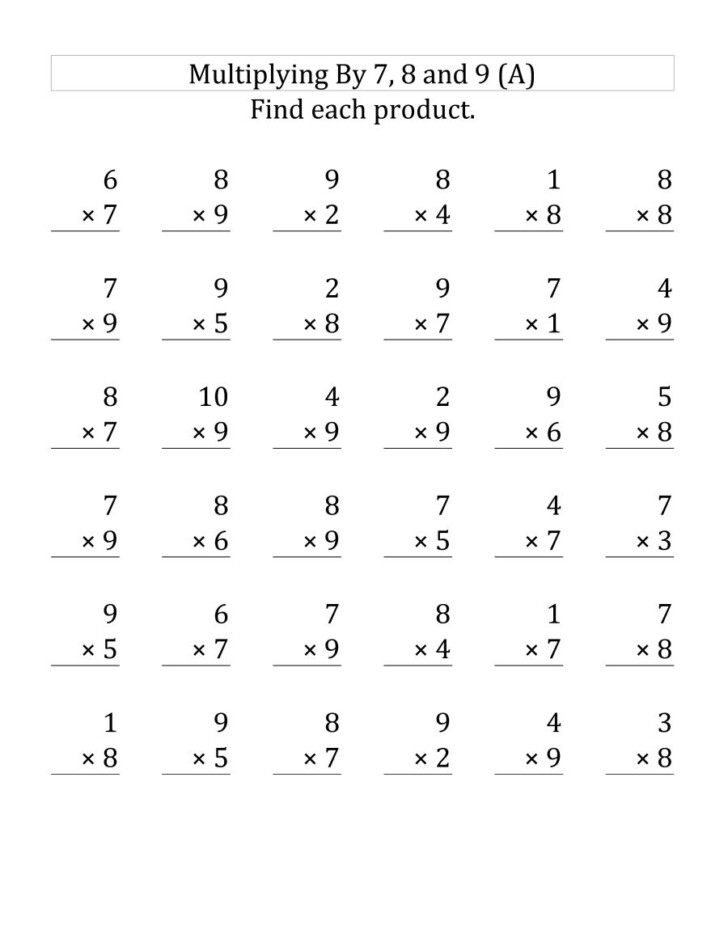 Printable Multiplication 8
