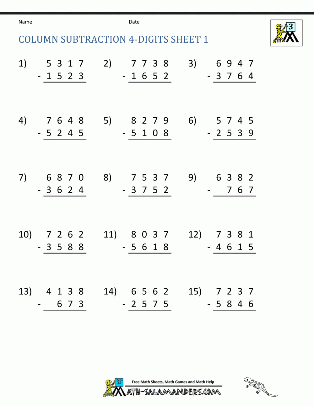 4 Digit Subtraction Worksheets pertaining to Multiplication Worksheets Horizontal 4 Digit Subtraction Worksheets pertaining to Multiplication Worksheets Horizontal