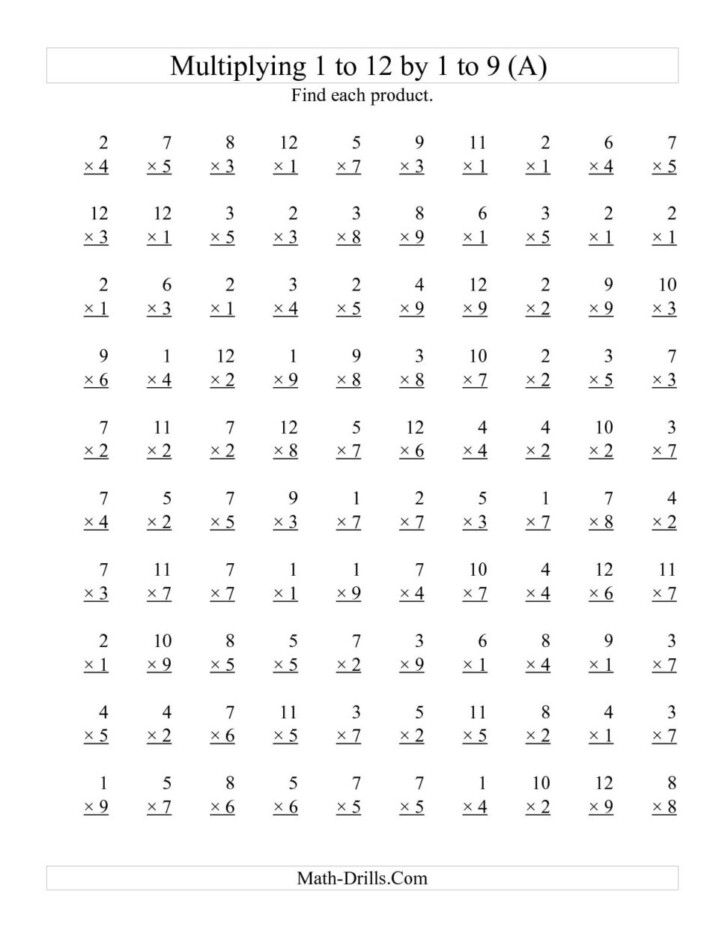 Printable Multiplication Timed Tests