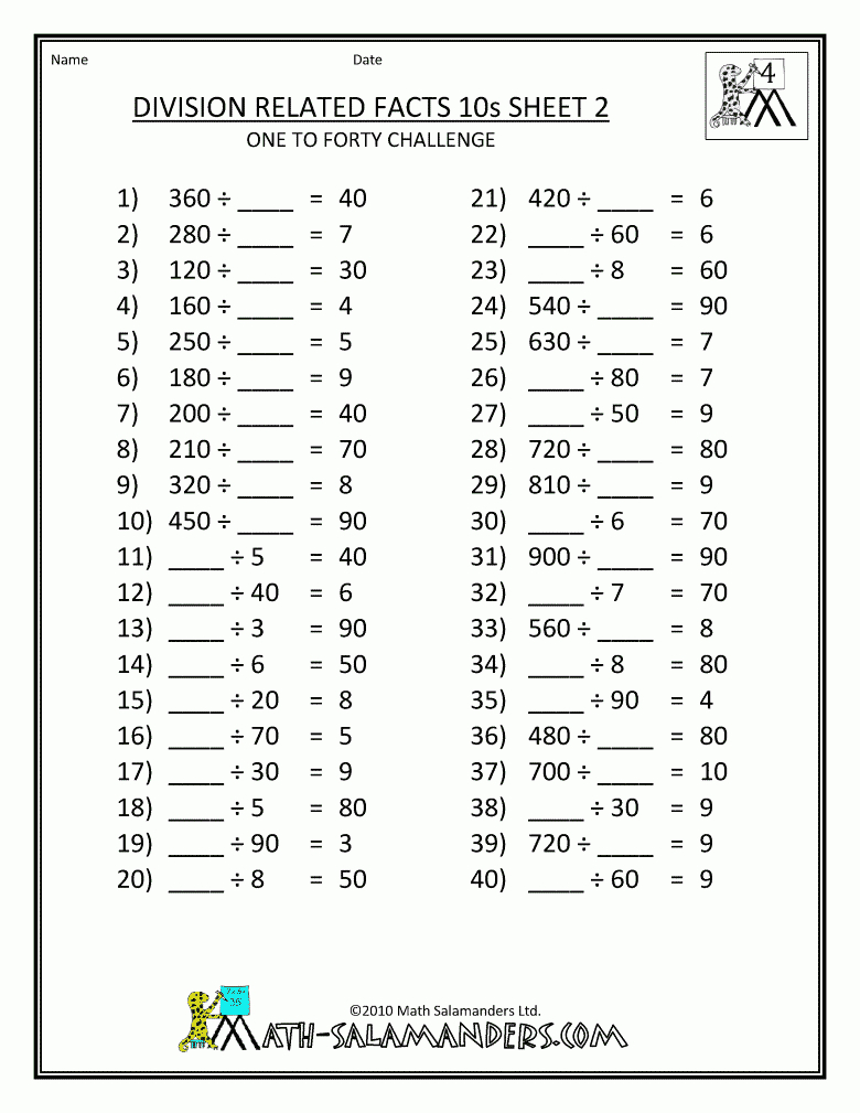 4Th Grade Math Worksheets Printable Free | Math Worksheets in Printable Multiplication Sheets Grade 4