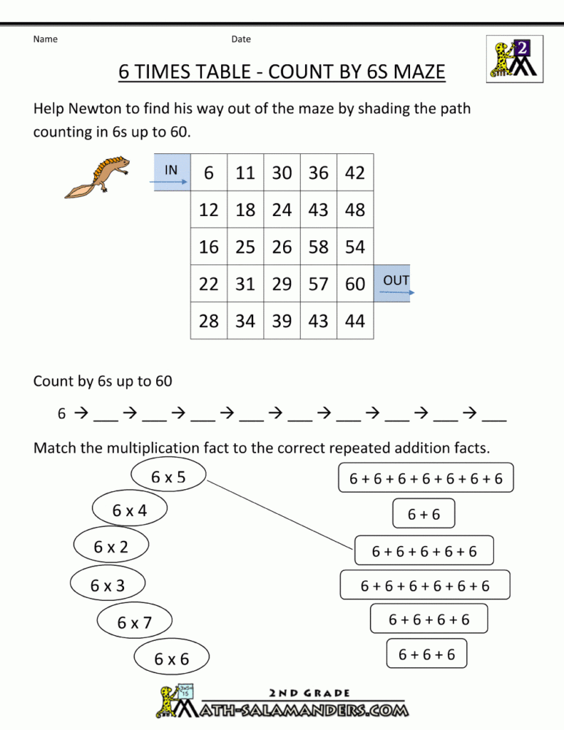 6 Times Table throughout Printable Multiplication Worksheets 6