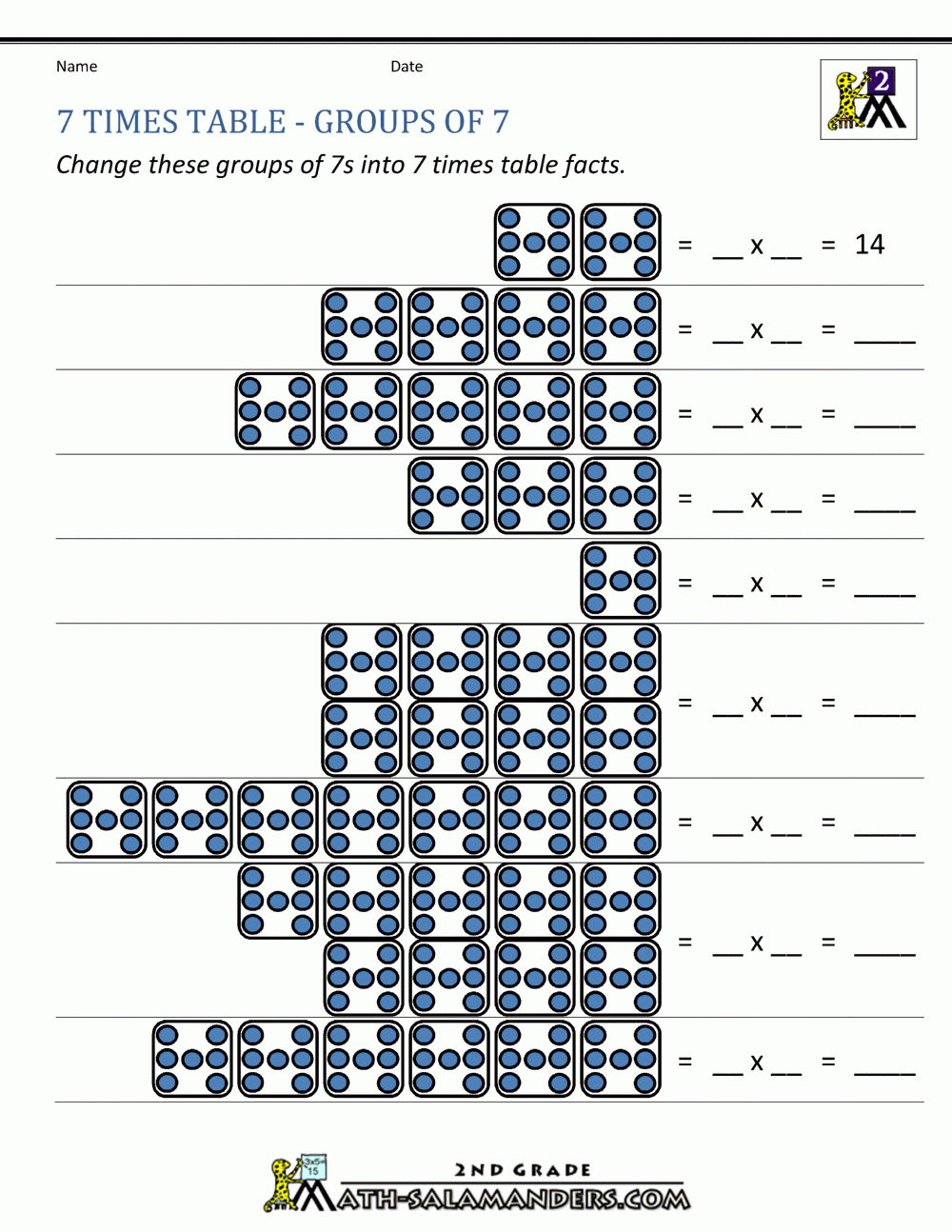 7 Times Table in Free Printable 7 Multiplication Worksheets