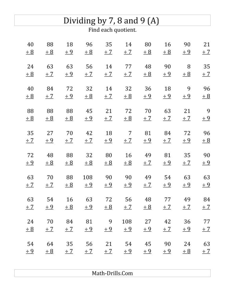 7,8 & 9 Division Worksheets Intended For Multiplication Worksheets Year 8 7,8 & 9 Division Worksheets Intended For Multiplication Worksheets Year 8