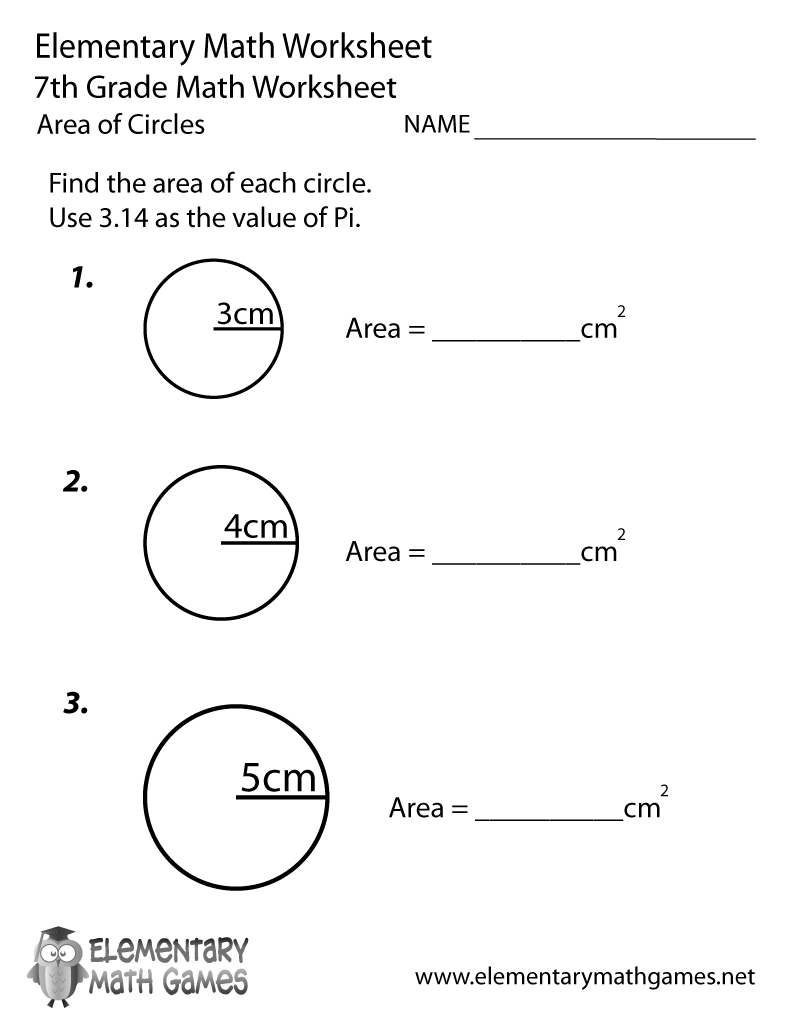 7Th Grade Area Of Circles Worksheets Printable intended for Printable Multiplication Worksheets For 7Th Grade