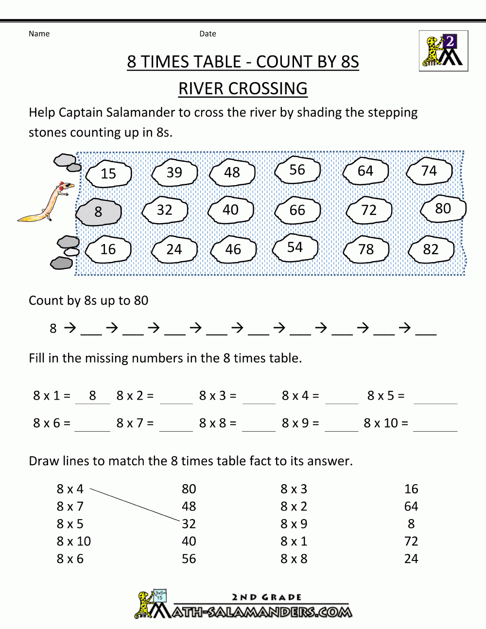 8 Times Table intended for Multiplication Worksheets 8 Tables