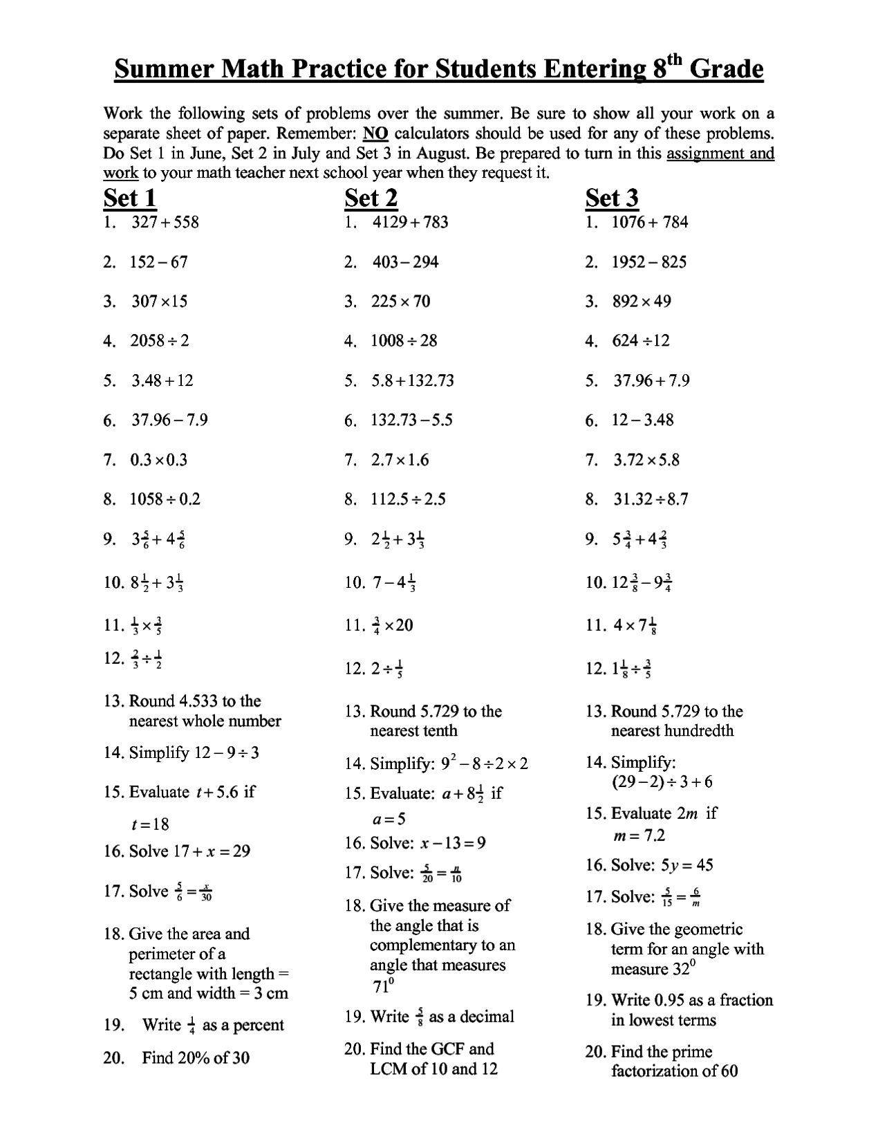 8Th Grade Math Practice – Printable Worksheet throughout Multiplication Worksheets 8Th 8Th Grade Math Practice – Printable Worksheet throughout Multiplication Worksheets 8Th