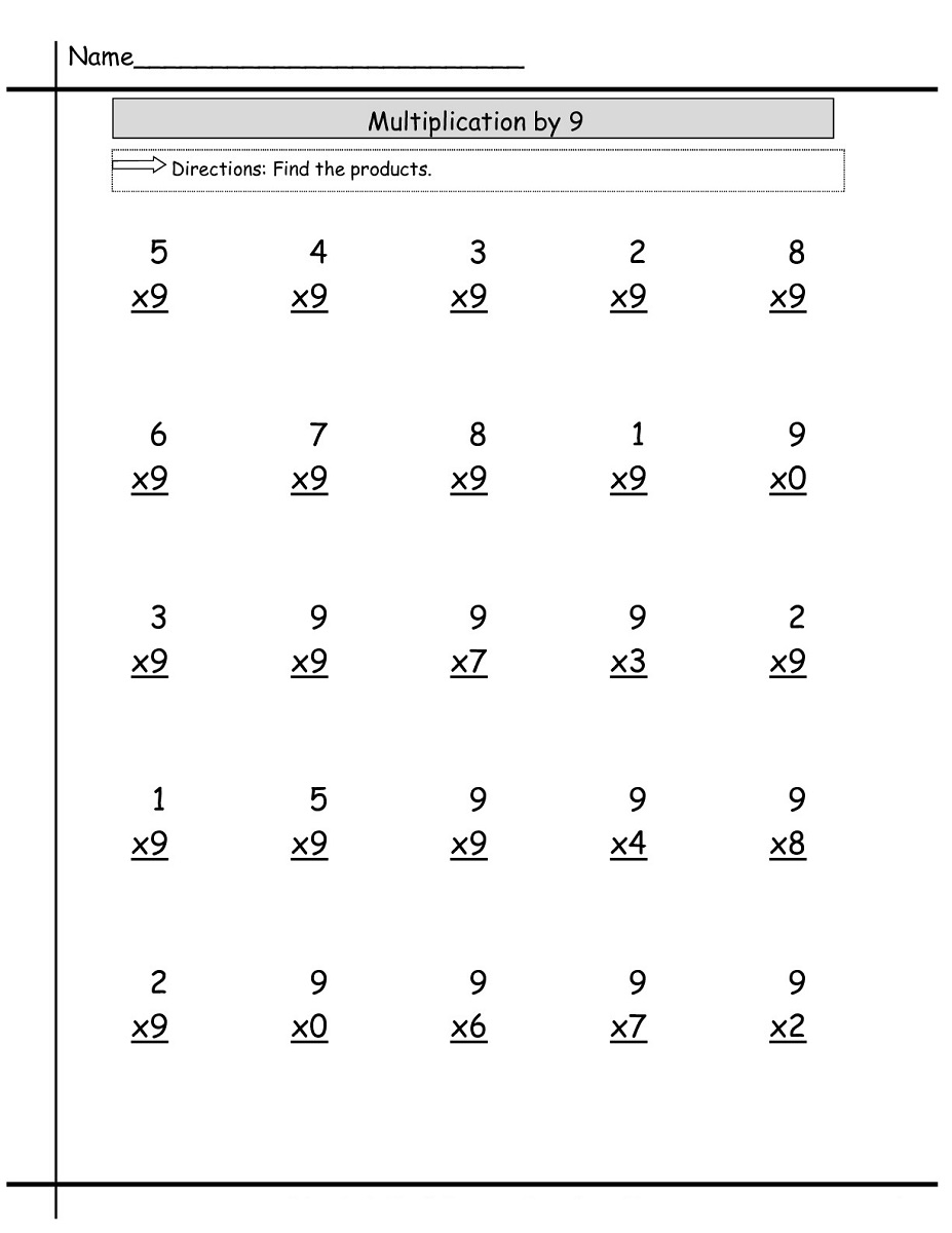 Table 9 And 10 Multiplication Worksheet