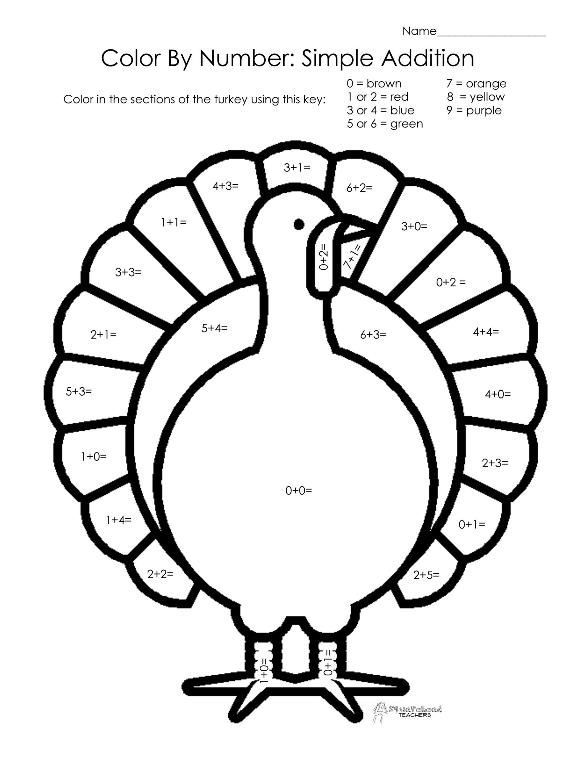 Addition Color Sheets | To Enjoy This Thanksgiving Math with regard to Printable Multiplication Turkey