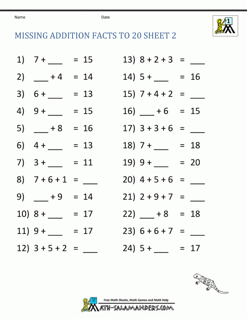 Addition Facts To 20 Worksheets Math Salamanders With Printable Multiplication Practice Worksheets Addition Facts To 20 Worksheets Math Salamanders With Printable Multiplication Practice Worksheets