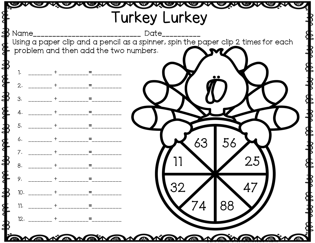 Addition Or Multiplication Turkey Spinners Free Sample pertaining to Printable Multiplication Turkey