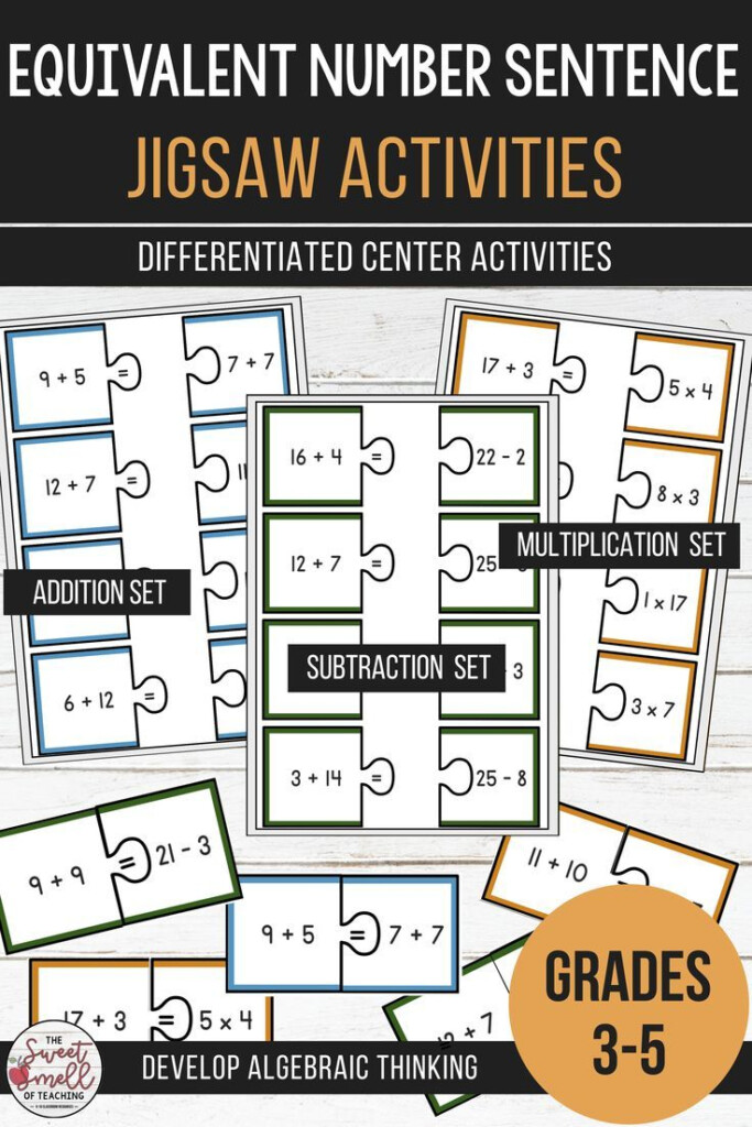 Balance The Equation - Equivalent Number Sentence Jigsaw inside Multiplication Jigsaw Printable