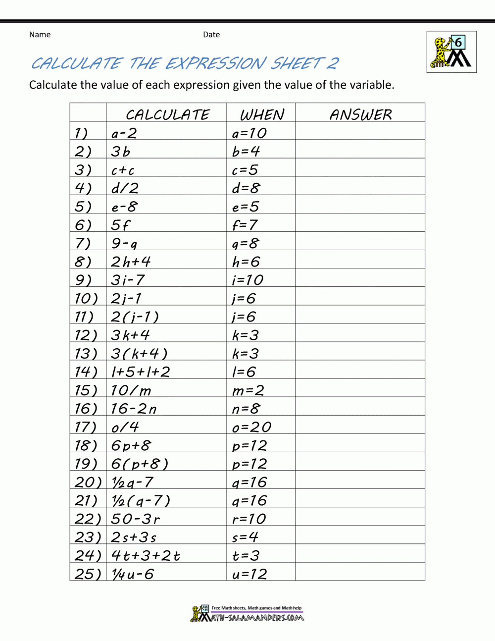 Basic Algebra Worksheets 6Th Grade Homework Sheets H regarding Multiplication Worksheets 6 Grade Basic Algebra Worksheets 6Th Grade Homework Sheets H regarding Multiplication Worksheets 6 Grade