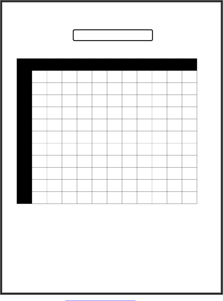 Blank Multiplication Chart With Answers Free Download With Free Printable Empty Multiplication Chart