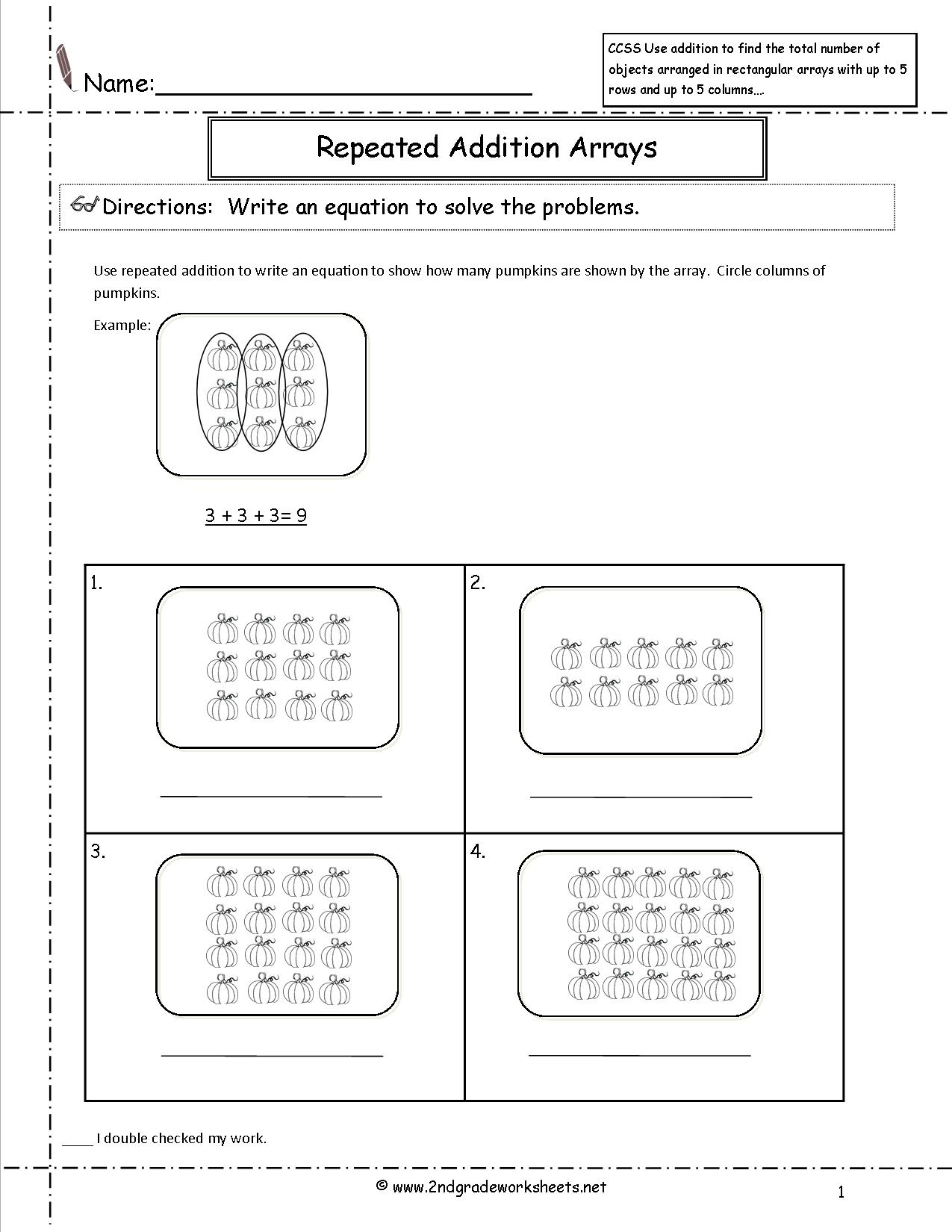 Ccss 2.oa.4 Worksheets within Multiplication Worksheets Repeated Addition