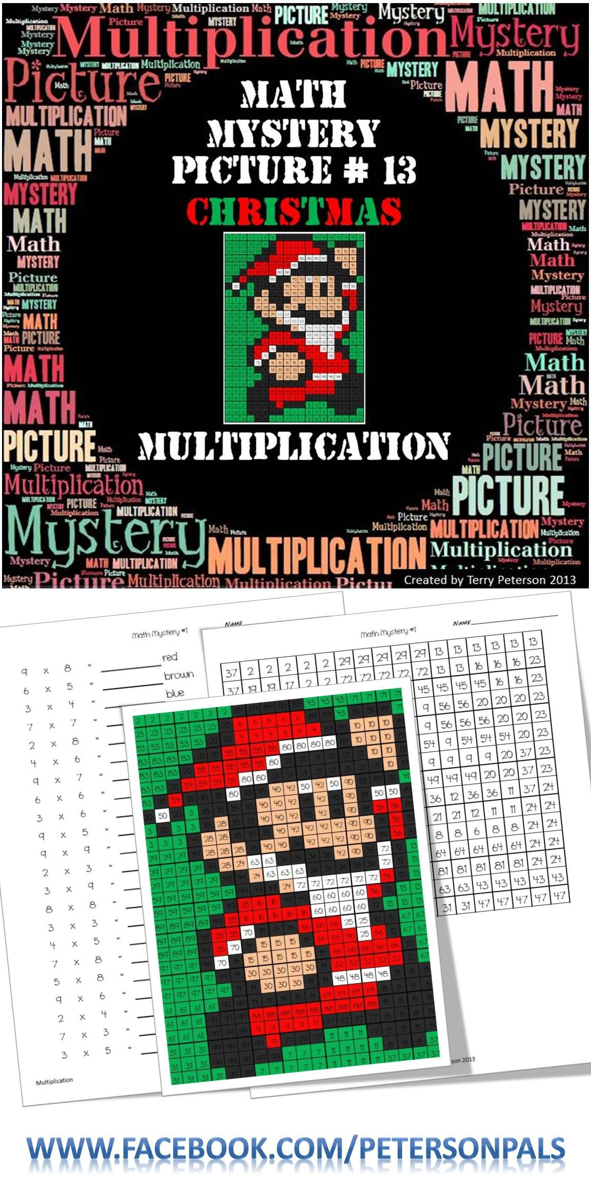 Christmas Math Mystery Picture #13 ~ Multiplication for Free Printable Multiplication Hidden Pictures