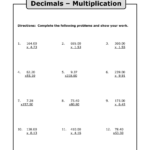 Decimal Division Worksheets Multiplication With Decimals with Worksheets Multiplication Of Decimals