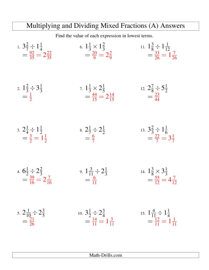Worksheets In Multiplication And Division