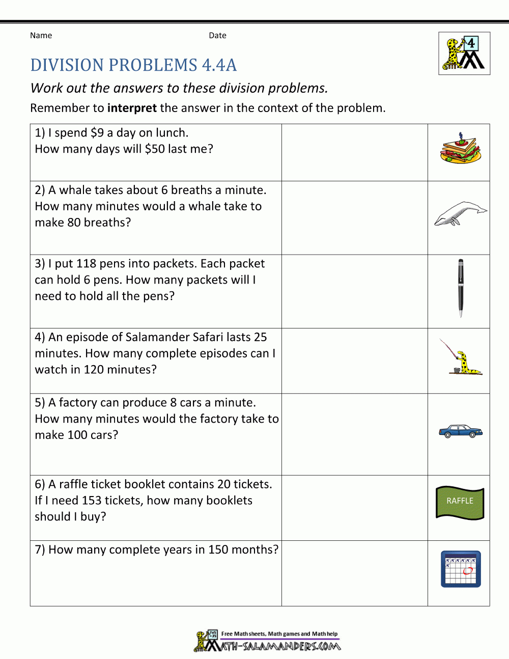 Worksheet On Multiplication And Division For Class 3