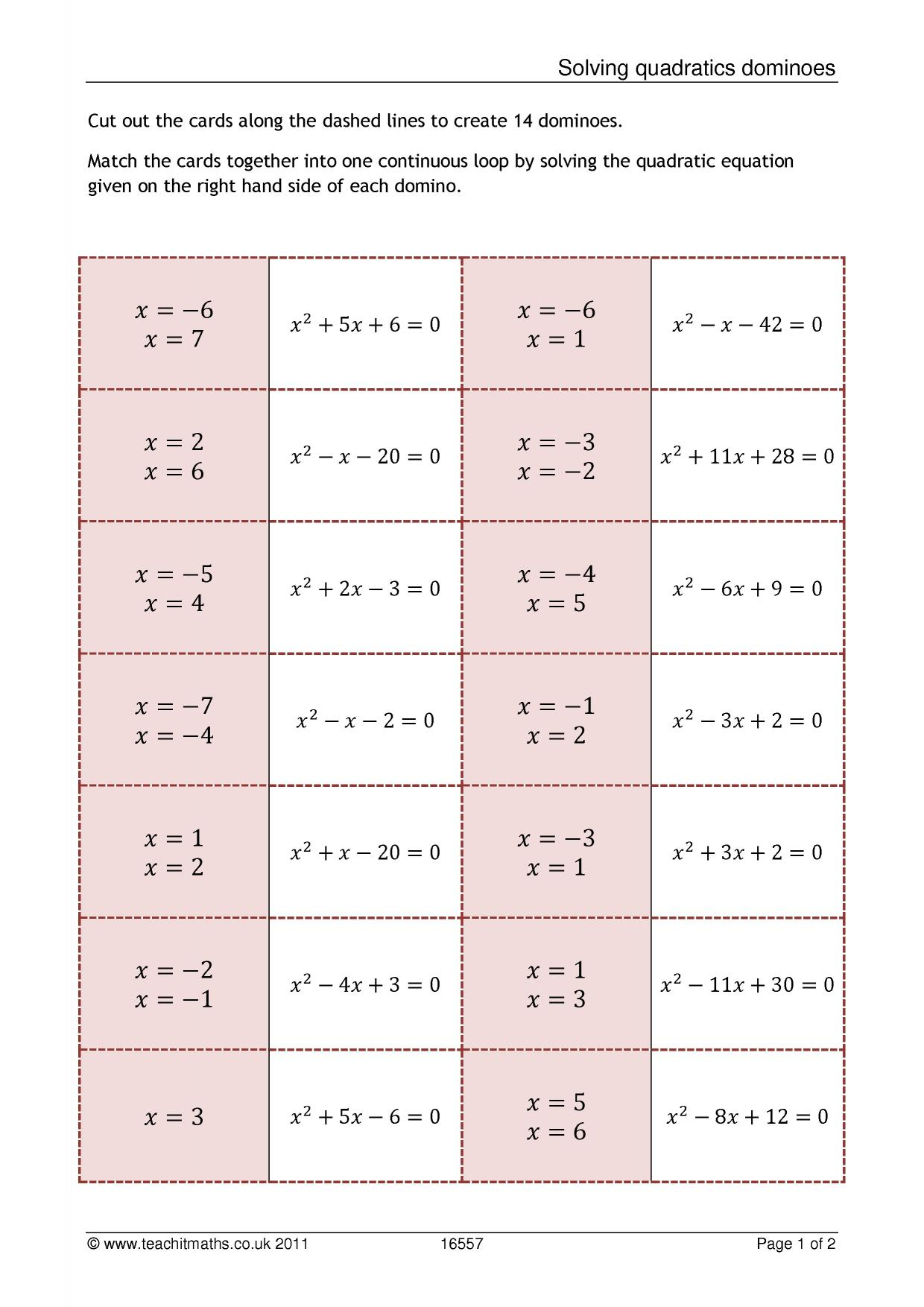 Dominoes, Loop Cards And Treasure Hunts - Teachit Maths with Printable Multiplication Dominoes