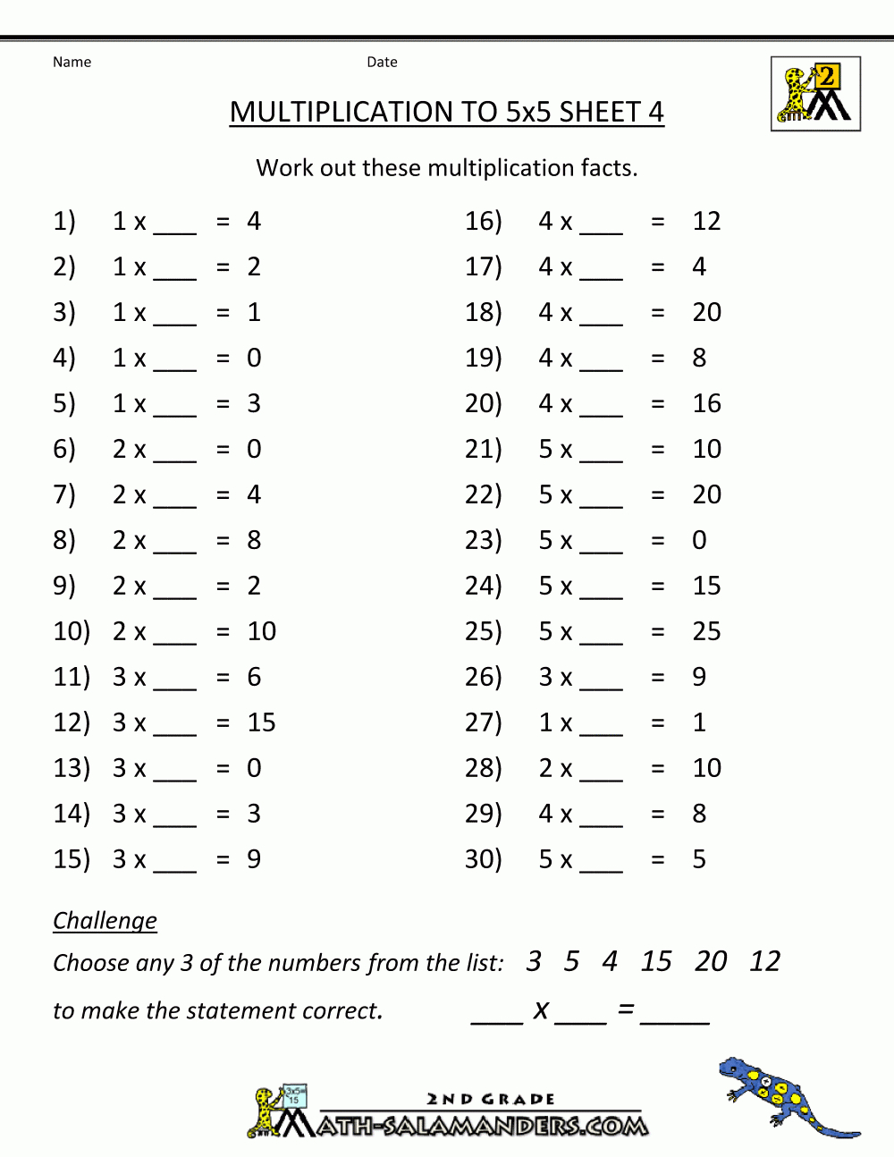 Free 2Nd Grade Printing Practice Worksheets Iowa Test intended for Free Printable Multiplication Quiz Worksheets