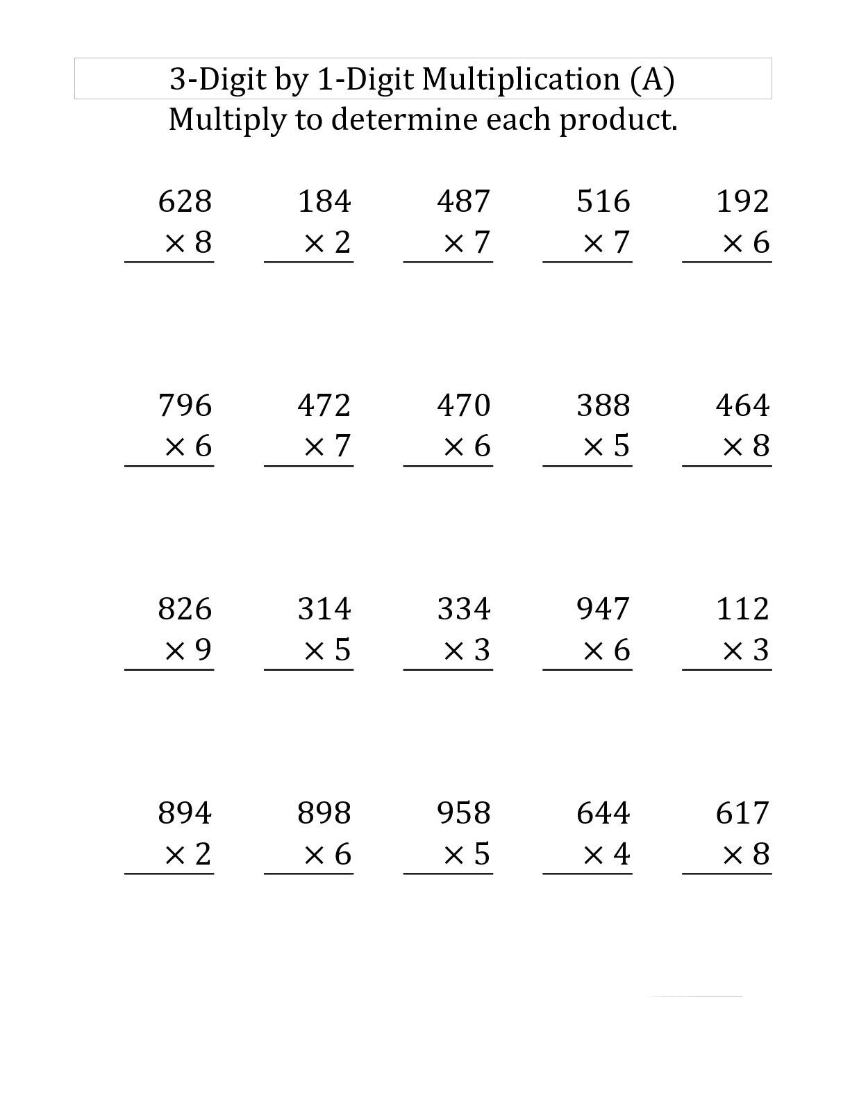  Grade 3 Multiplication Printable PrintableMultiplication