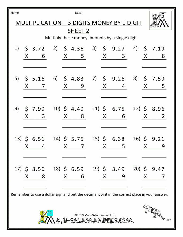 Free 9Th Grade Worksheets Multiplication Table Year Math regarding Multiplication Worksheets 9Th Grade