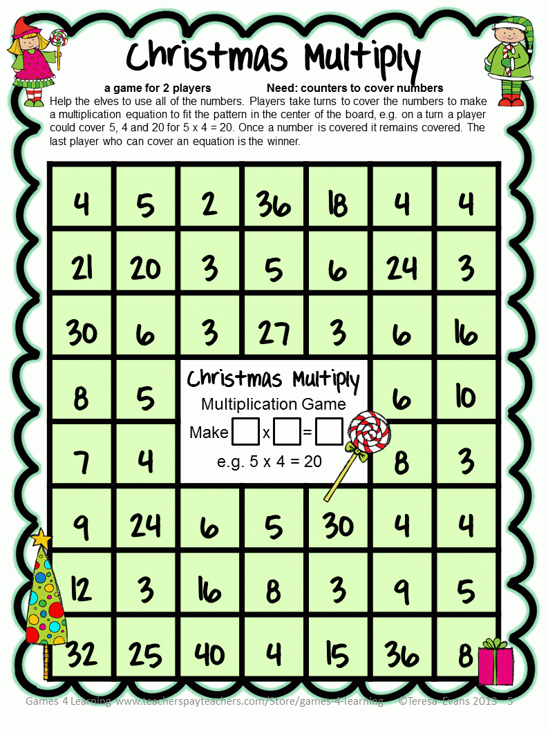 Free Christmas Math Games For Addition, Subtraction for Printable Multiplication Games For 2Nd Grade