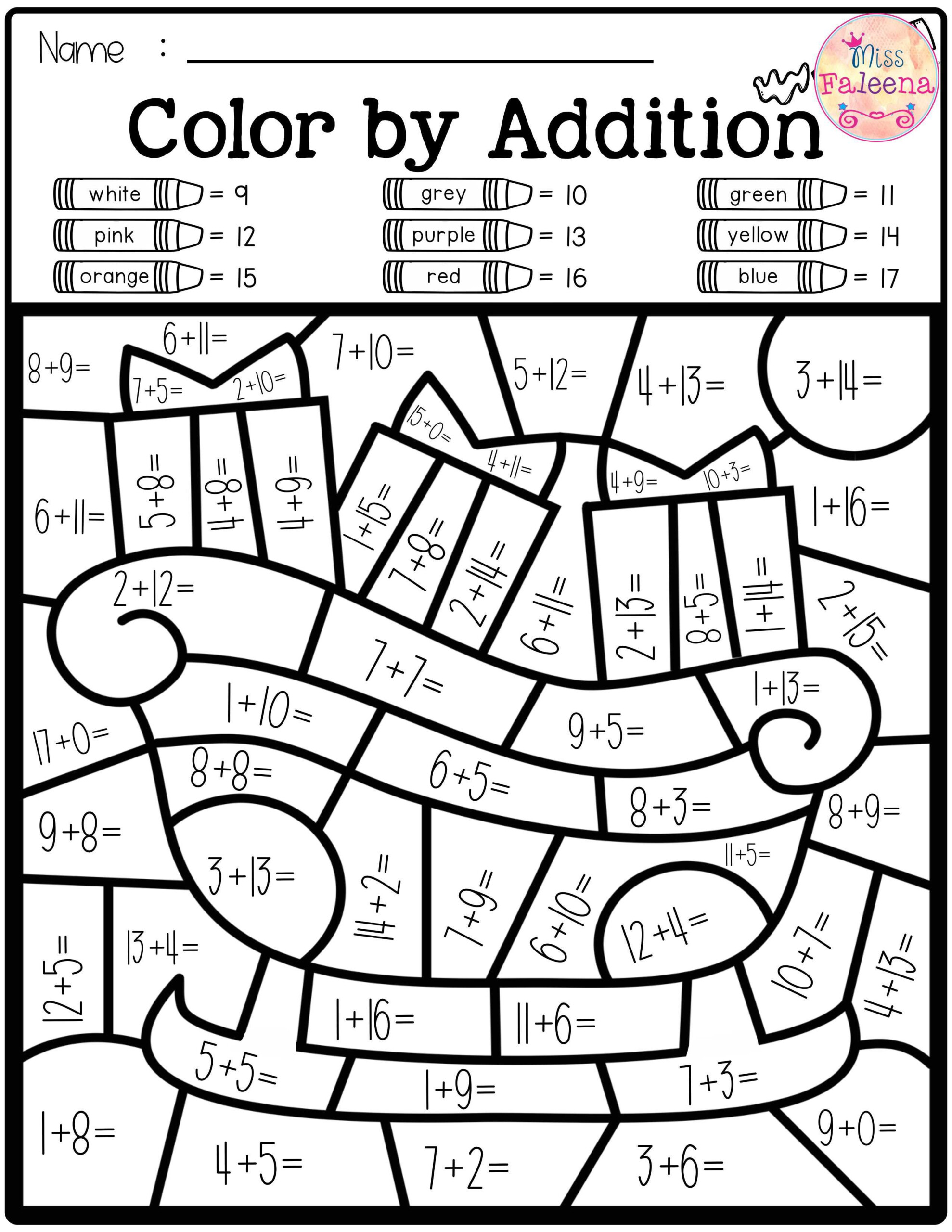 Free Colorcode – Math (Colornumber, Addition in Multiplication Worksheets Mystery Picture