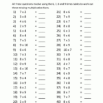 Free Math Sheets Multiplication 6 7 8 9 Times Tables 2 Throughout Printable Multiplication Worksheets Grade 7
