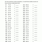 Free Math Sheets Multiplication 6 7 8 9 Times Tables 2 throughout Printable Multiplication Worksheets Grade 7