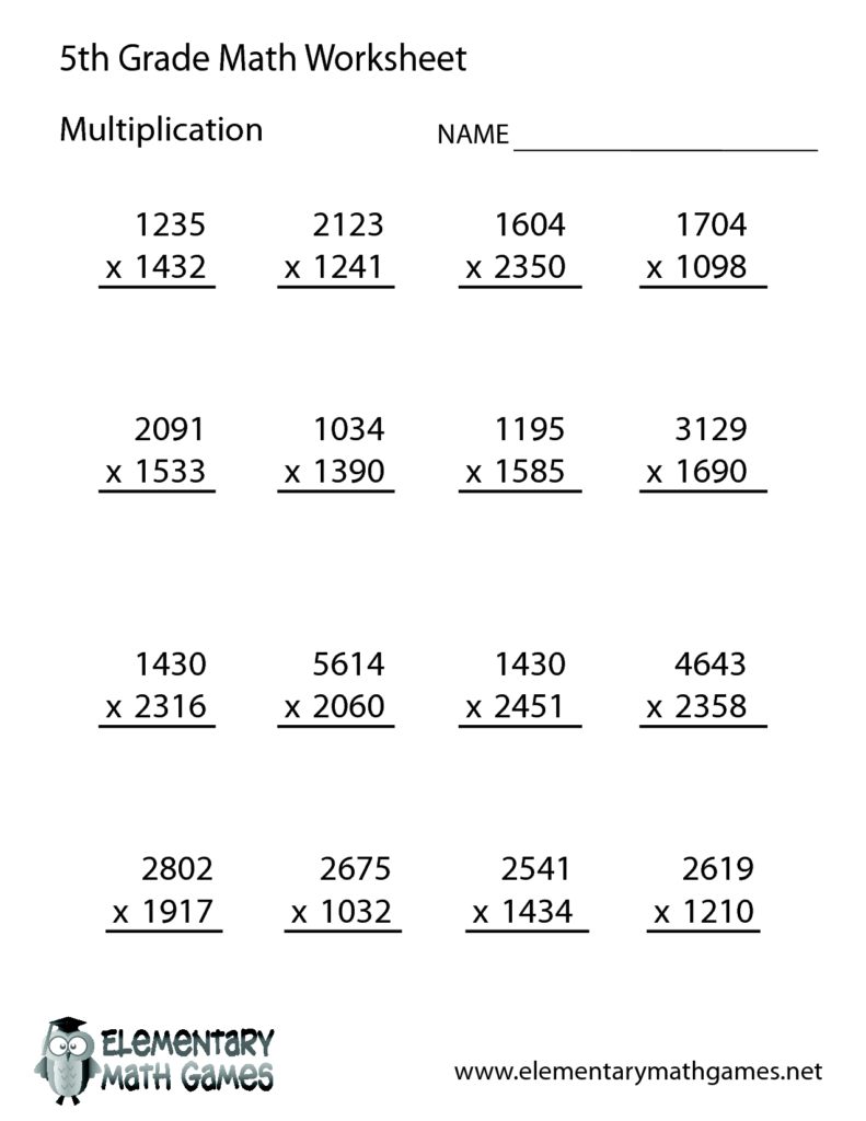 Free Math Worksheets For 5Th Grade | 5Th Grade Math in Printable Multiplication Worksheets Grade 5