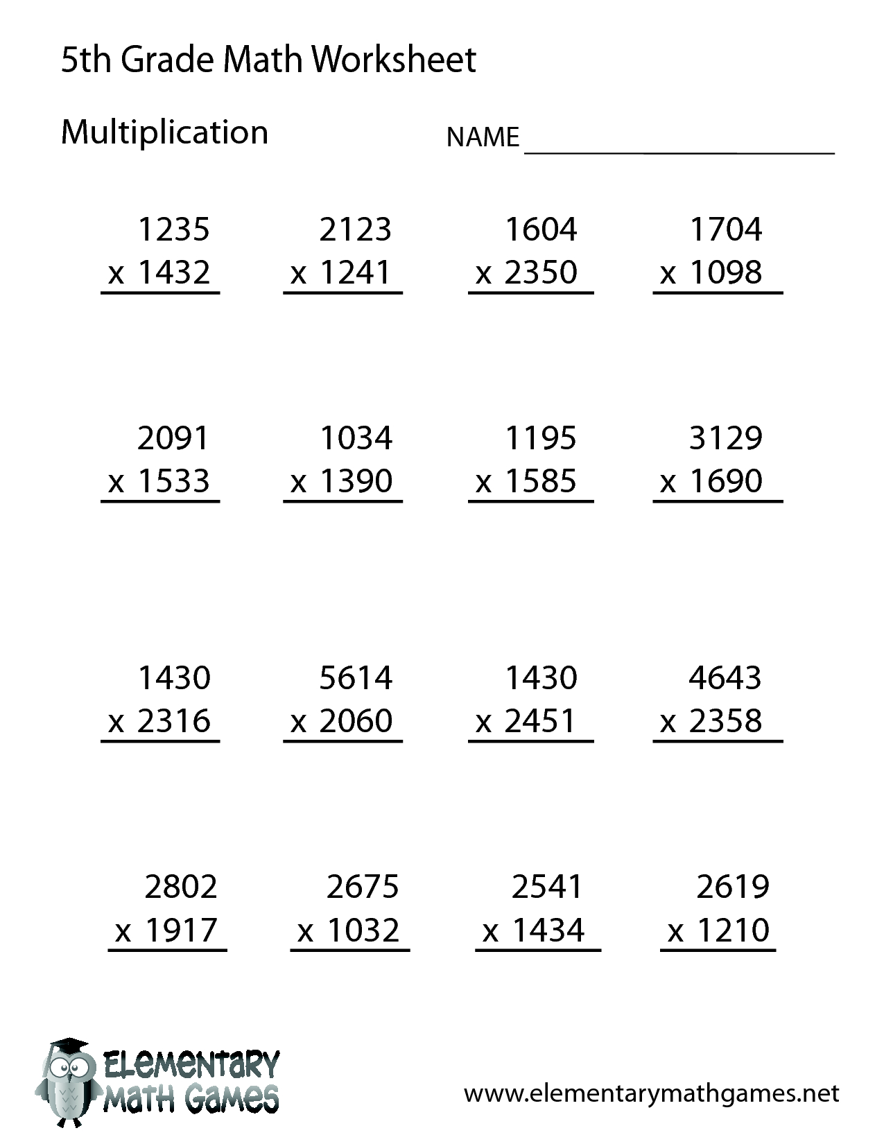 Free Math Worksheets For 5Th Grade | 5Th Grade Math pertaining to Worksheets On Multiplication For Grade 5