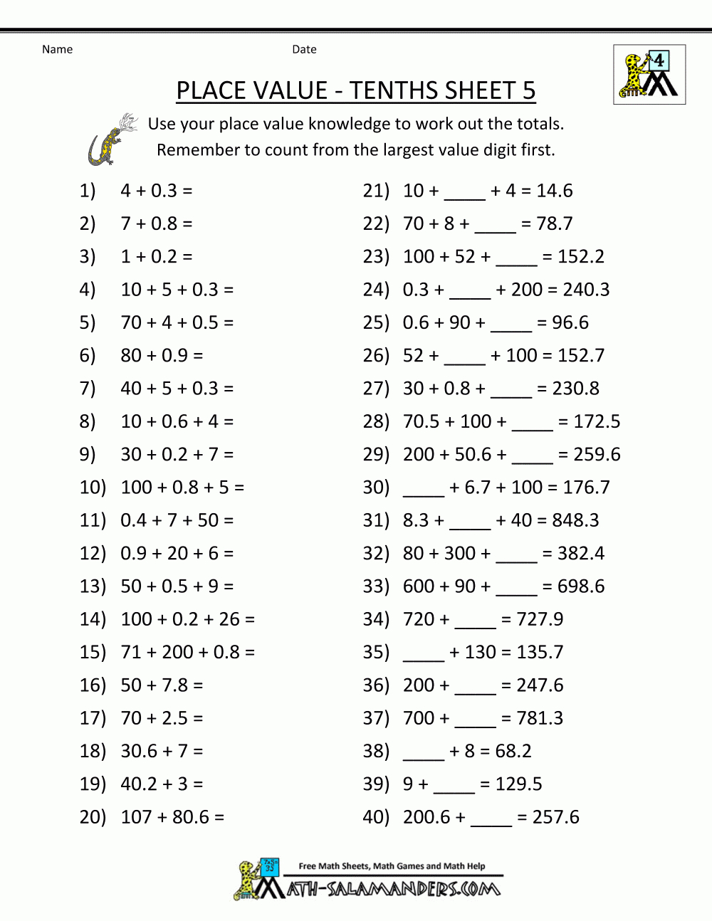 Free Online Math Worksheets Place Value Tenths 5 with Multiplication Worksheets Online Free Online Math Worksheets Place Value Tenths 5 with Multiplication Worksheets Online