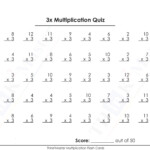 Free Printable 3X Multiplication Worksheet | Multiplication inside Printable Multiplication Quizzes 0-12