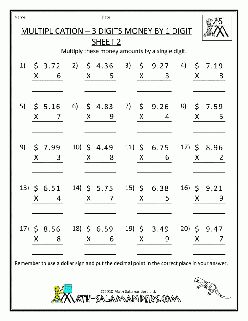 Free Printable 7Th Grade Math Worksheets That Are Rare within Printable Multiplication Worksheets For 7Th Grade